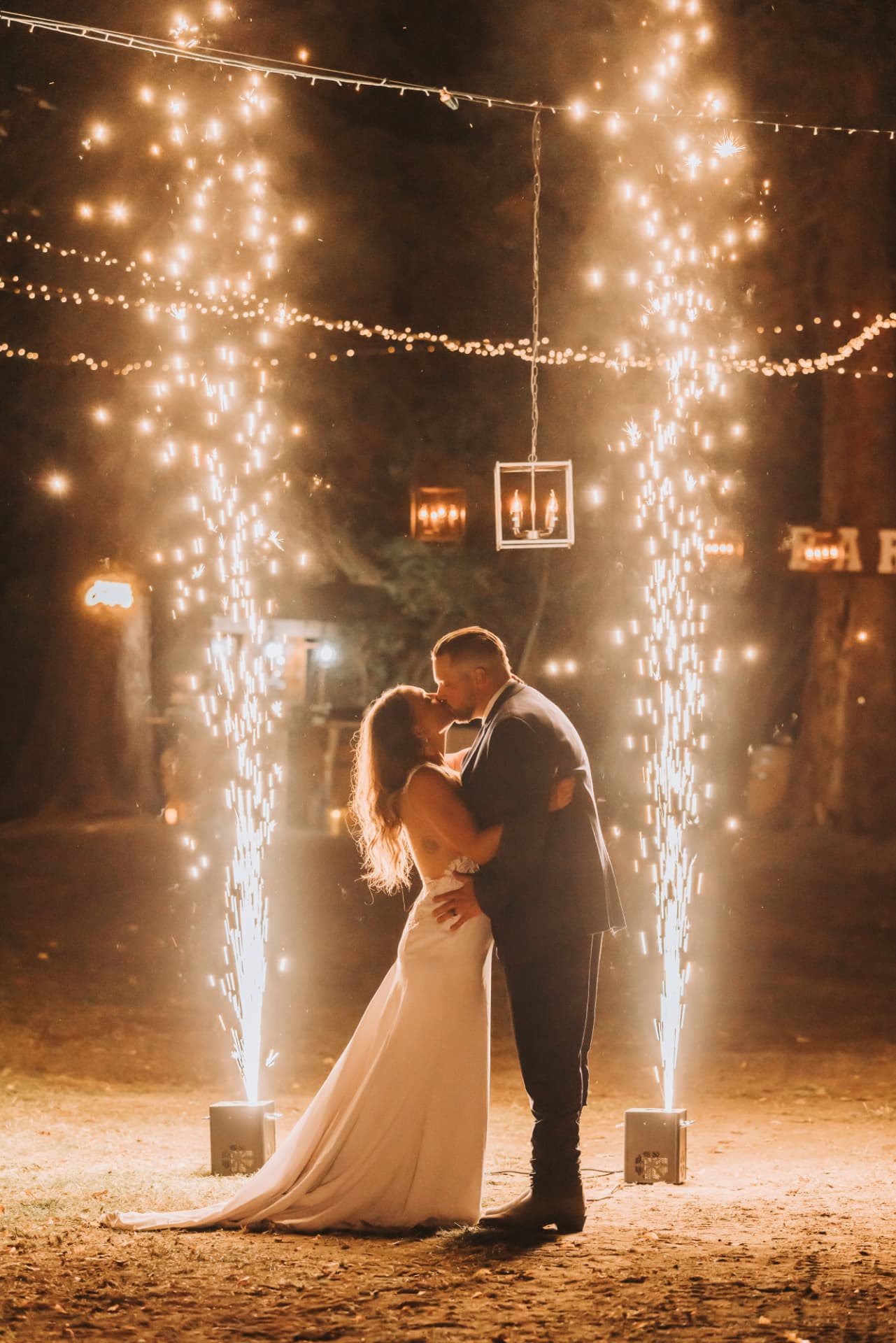 Sparkler send-off at a tented wedding reception in the Methow Valley, Washington
