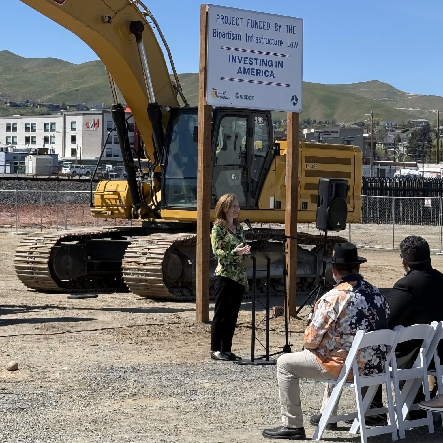 Ribbon cutting under a rented event tent at a Port district facility in Eastern Washington
